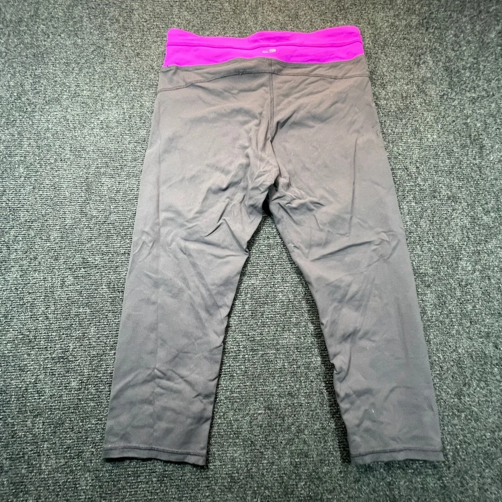 Champion Duo Dry Leggings Women Large Grey Purple Capri Workout Yoga Athletic
